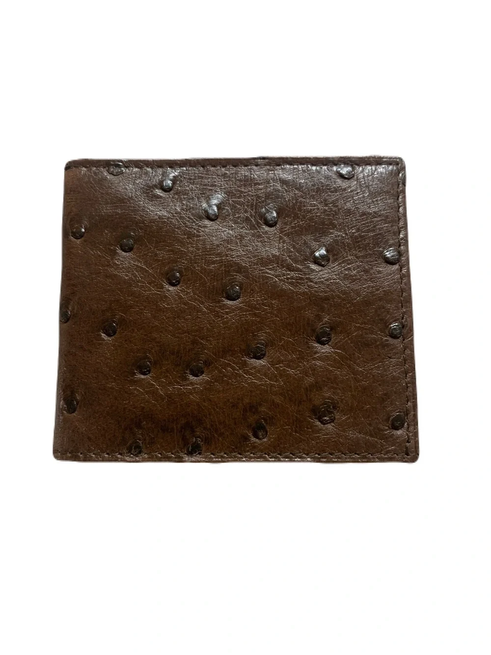 Lucchese Mens Dark Brown Genuine Ostrich Skin Hipster Billfold Wallet Made in US